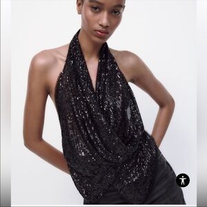 NWT Zara Sequin Halter Top
